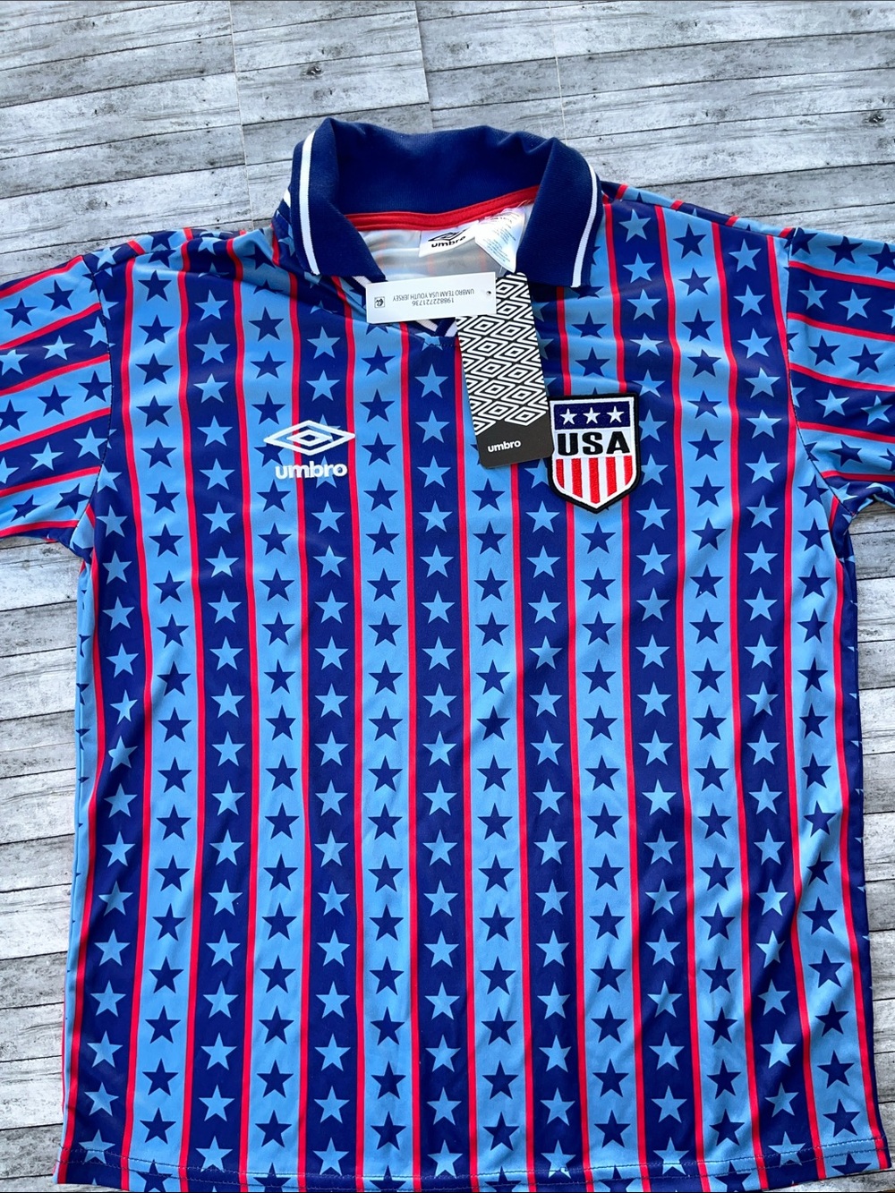 Umbro Blue and Navy Team USA Star Stripe Kids/ youth Soccer Jersey